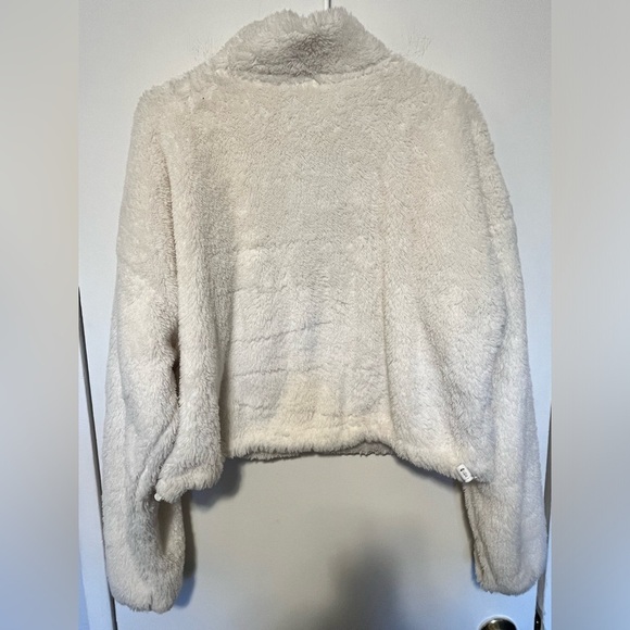 OFFLINE By Aerie Fluffy Sherpa Cropped Full Zip Sweatshirt Cool White Size XL - Picture 7 of 12